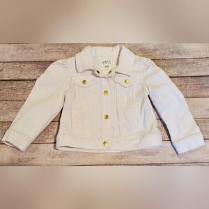 Janie & Jack White Denim Jacket with Gold Buttons Baby Girl Size 18-24M